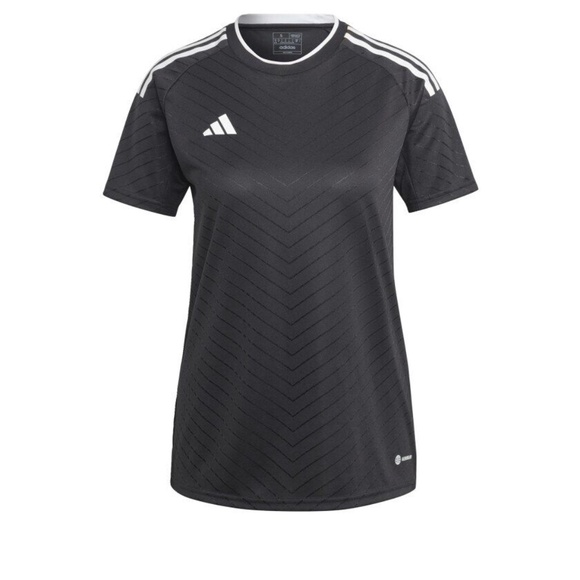NWT adidas Women's Campeon 23 Soccer Jersey Size Medium Black 3 Stripes New - Picture 1 of 10